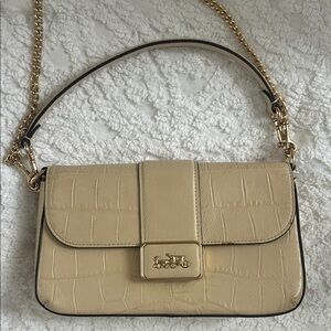 Coach Tan Shoulder Bag with Gold Chain